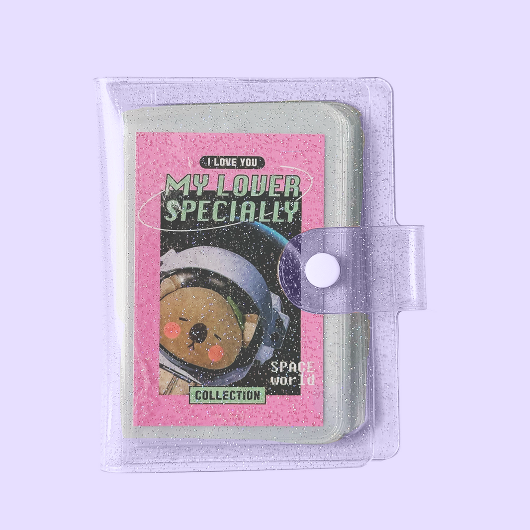 Binder Transparente Glitter – 12 Hojas (24 Photocards)