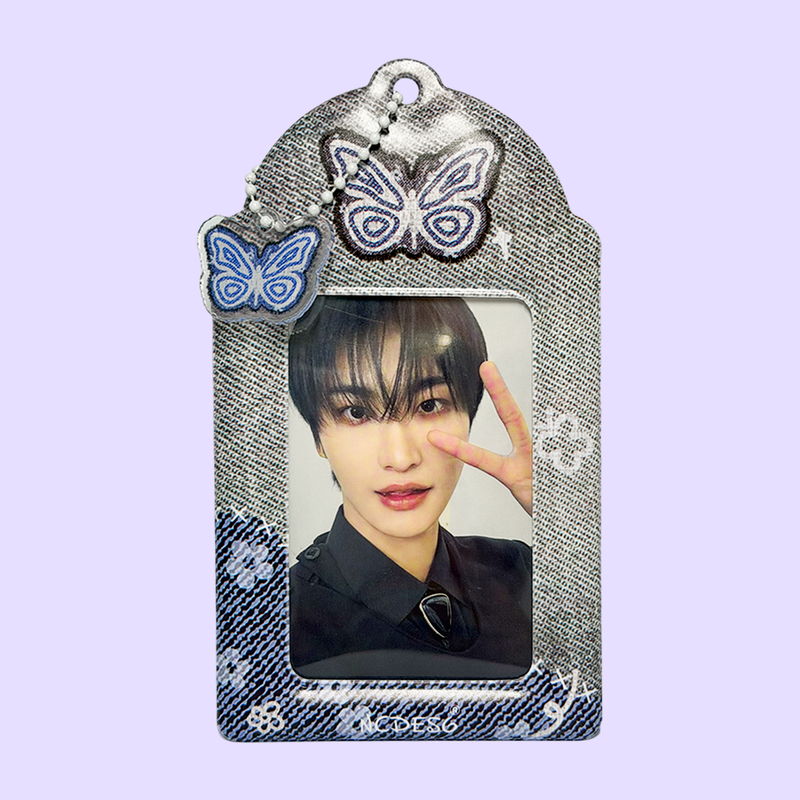 Photocard Holder —  Butterfly Denim con Charm